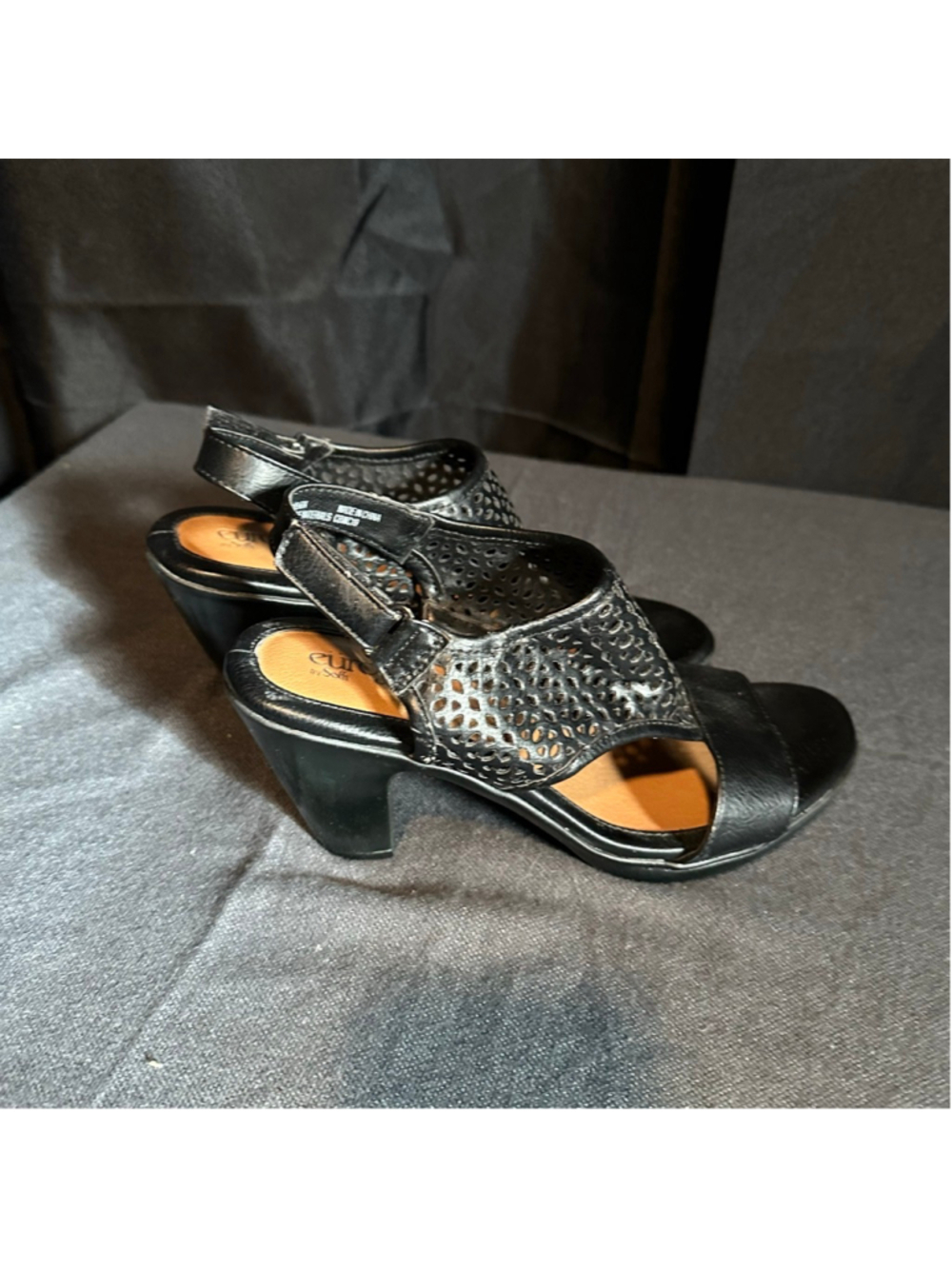 Women's Eurosoft by Sofft Black Sandals Size 7 Summer